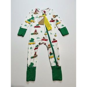 Angel Dear Christmas Trees on Cars Vans Bamboo Zippered Romper 3-6 Months New